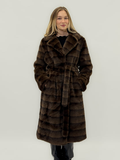 Manteau long avec ceinture et grands revers - Monaco