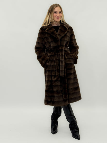 Manteau long avec ceinture et grands revers - Monaco