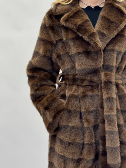 Manteau long avec ceinture et grands revers - Monaco