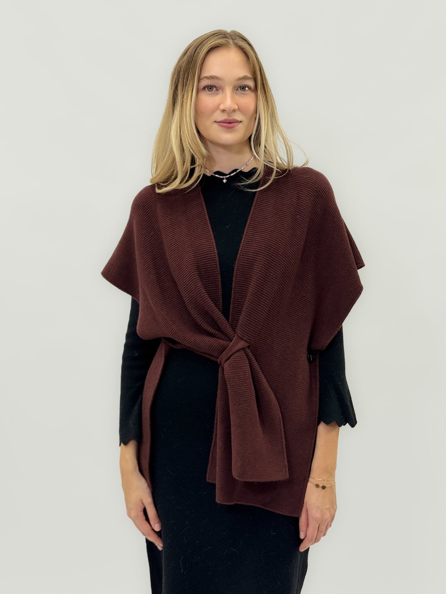 Cardigan ouvert avec nœud frontal