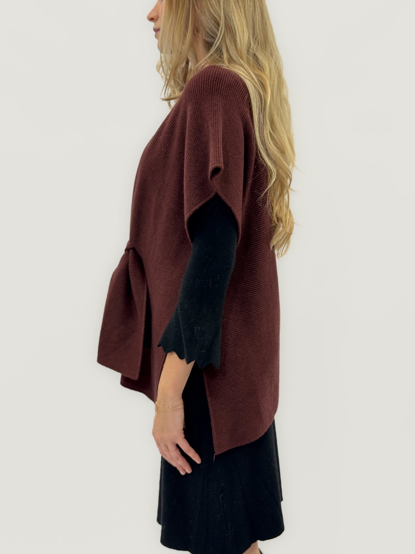 Cardigan ouvert avec nœud frontal