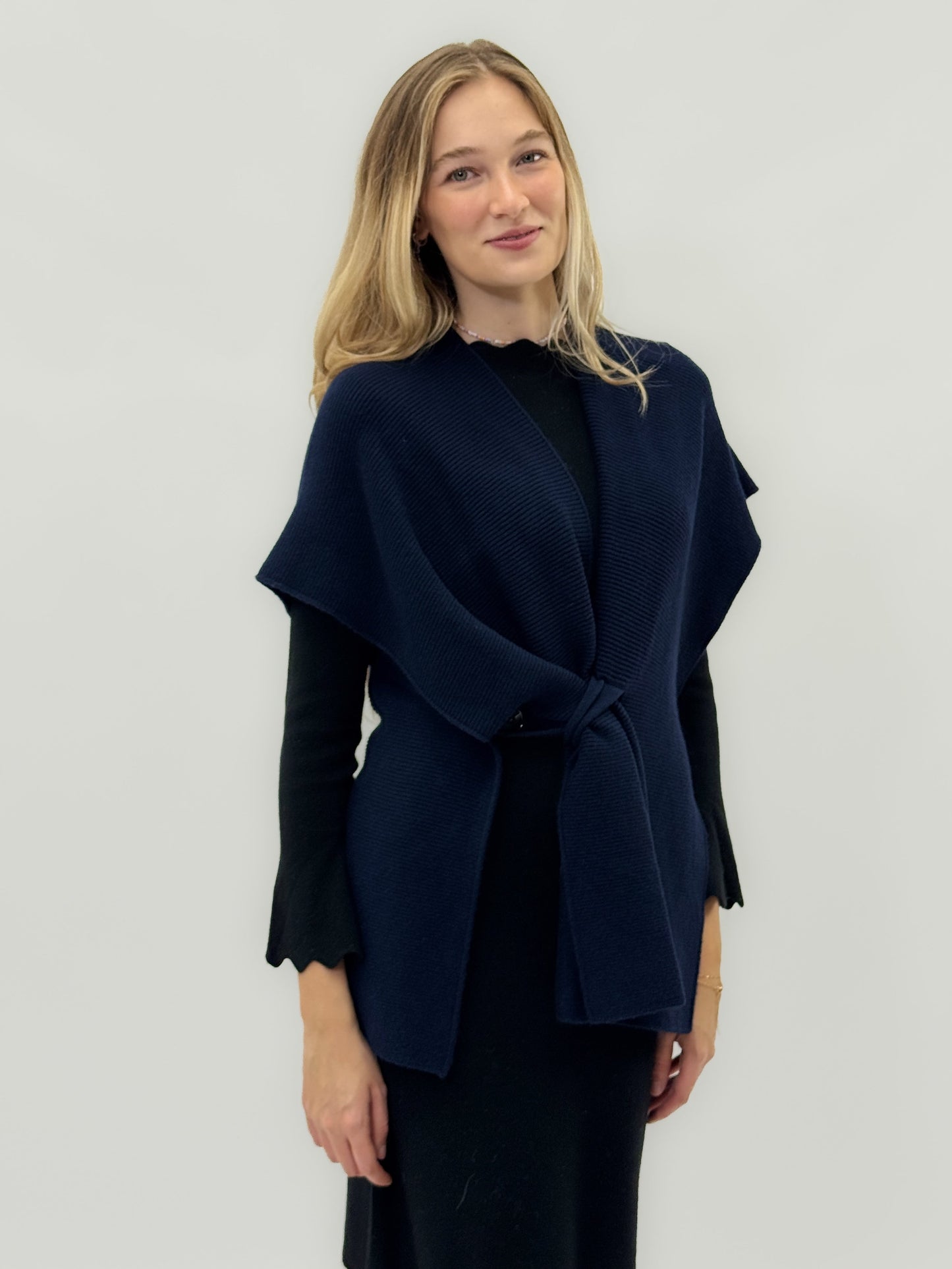 Cardigan ouvert avec nœud frontal