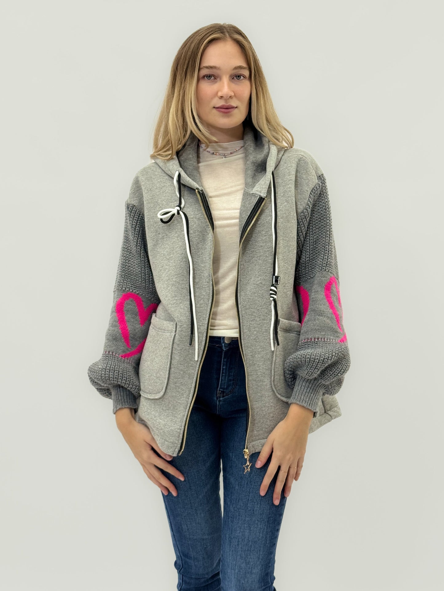 Veste en sweat avec manches en tricot