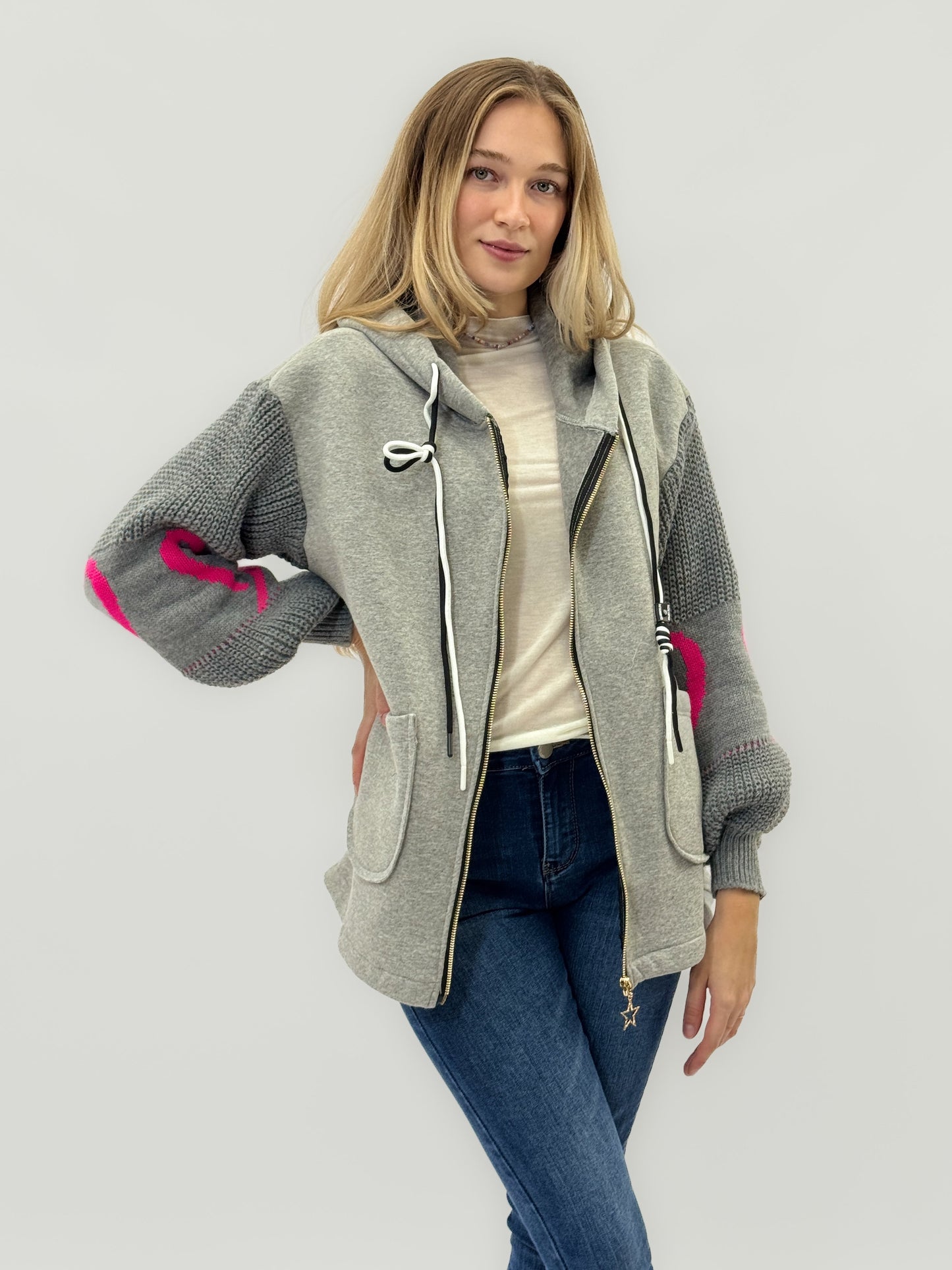 Veste en sweat avec manches en tricot