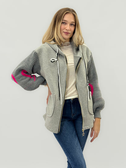 Veste en sweat avec manches en tricot