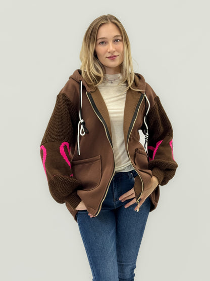 Veste en sweat avec manches en tricot