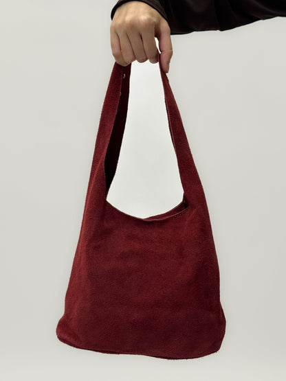 Sac seau en véritable cuir suédé avec clous – Fabriqué en Italie