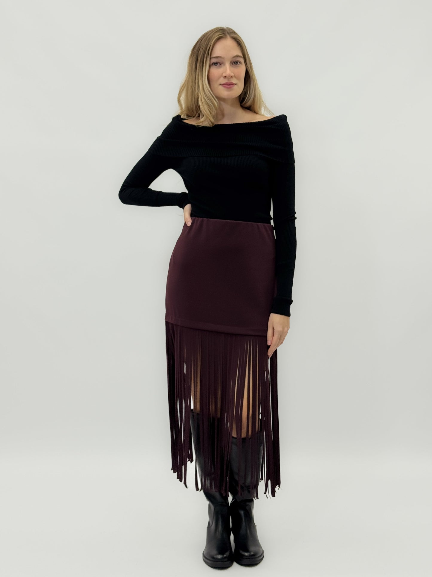 Jupe midi avec des franges longues