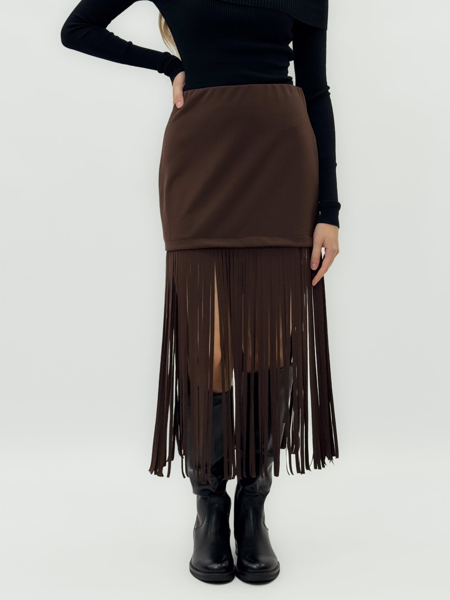 Jupe midi avec des franges longues