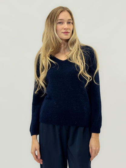 Pull en mélange d'alpaga à col V