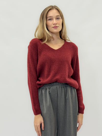 Pull en mélange d'alpaga à col V