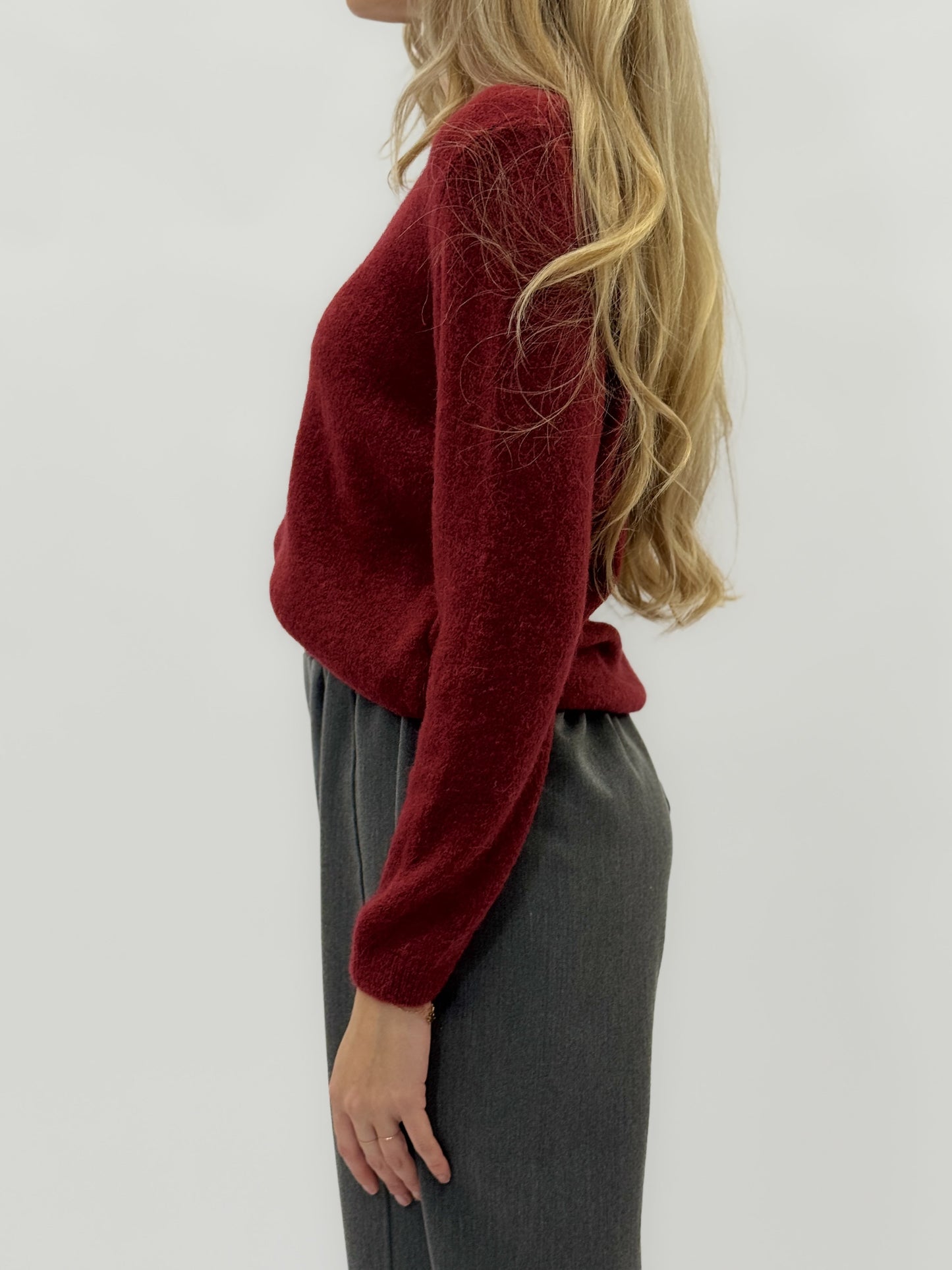 Pull en mélange d'alpaga à col V