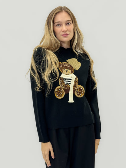 Pull doux avec ourson brodé