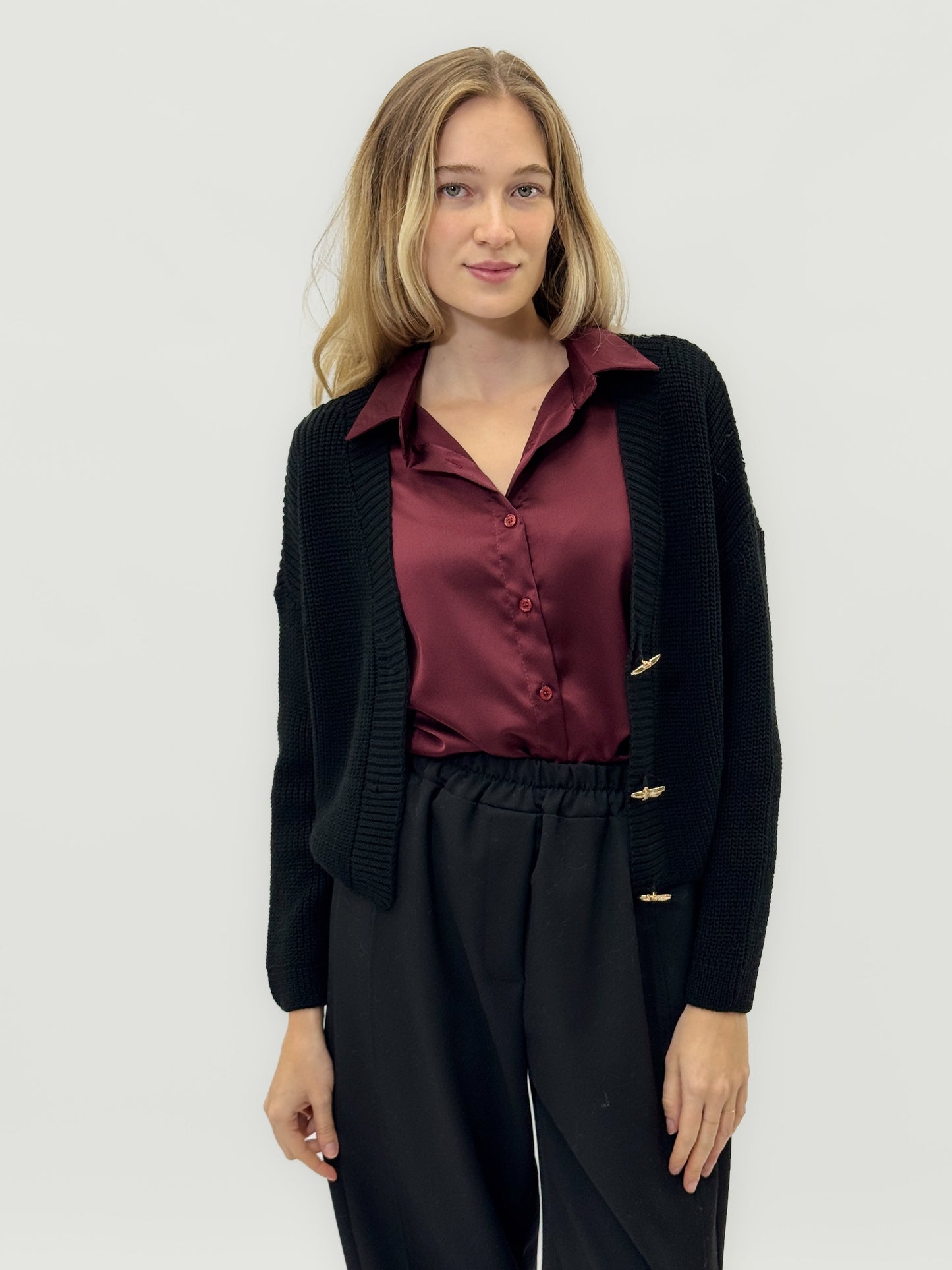 Cardigan en mélange de laine avec boutons en forme d'étoile