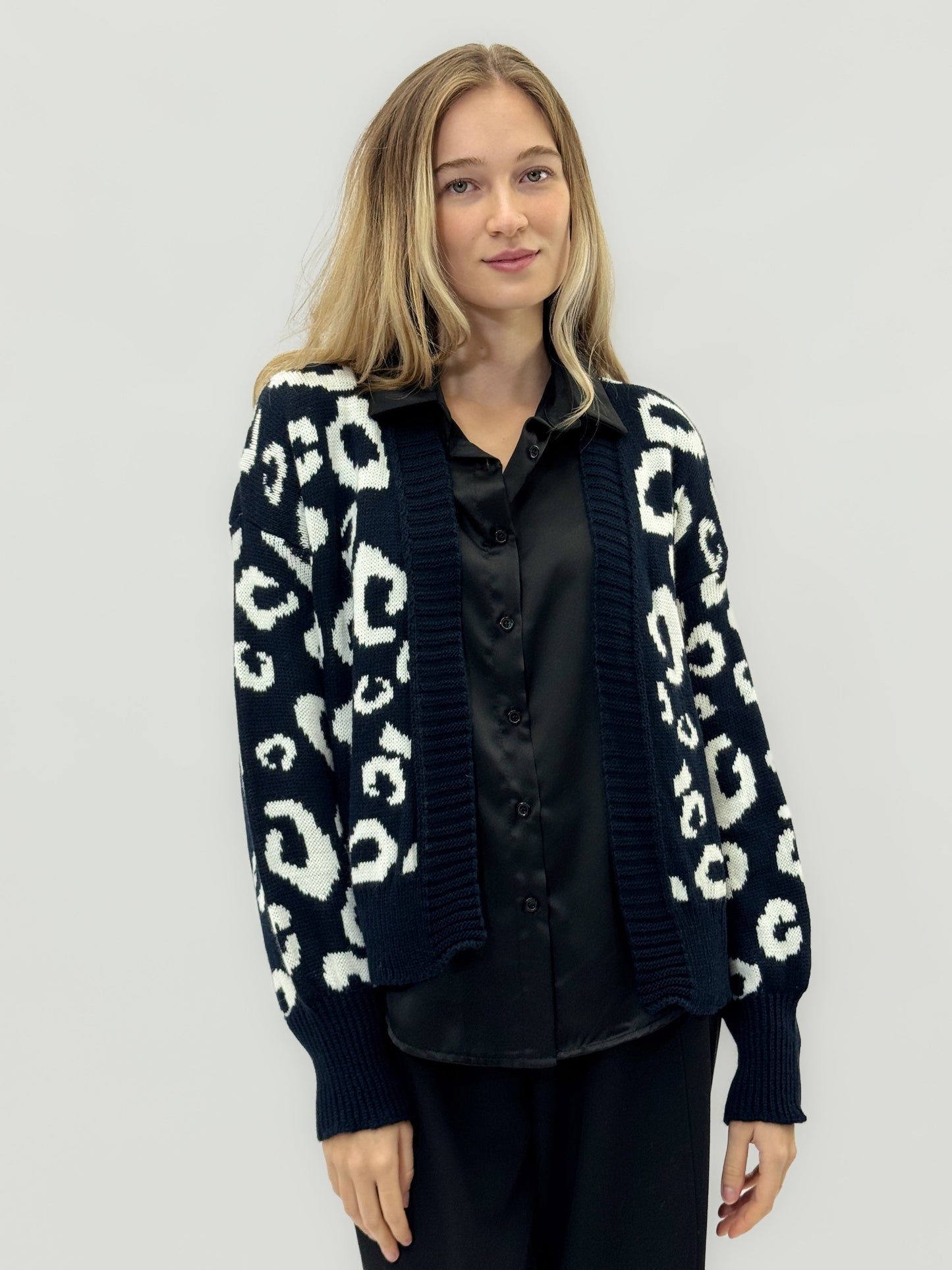 Cardigan à motif léopard