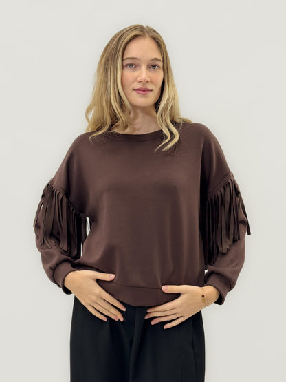 Sweat à franges sur les manches
