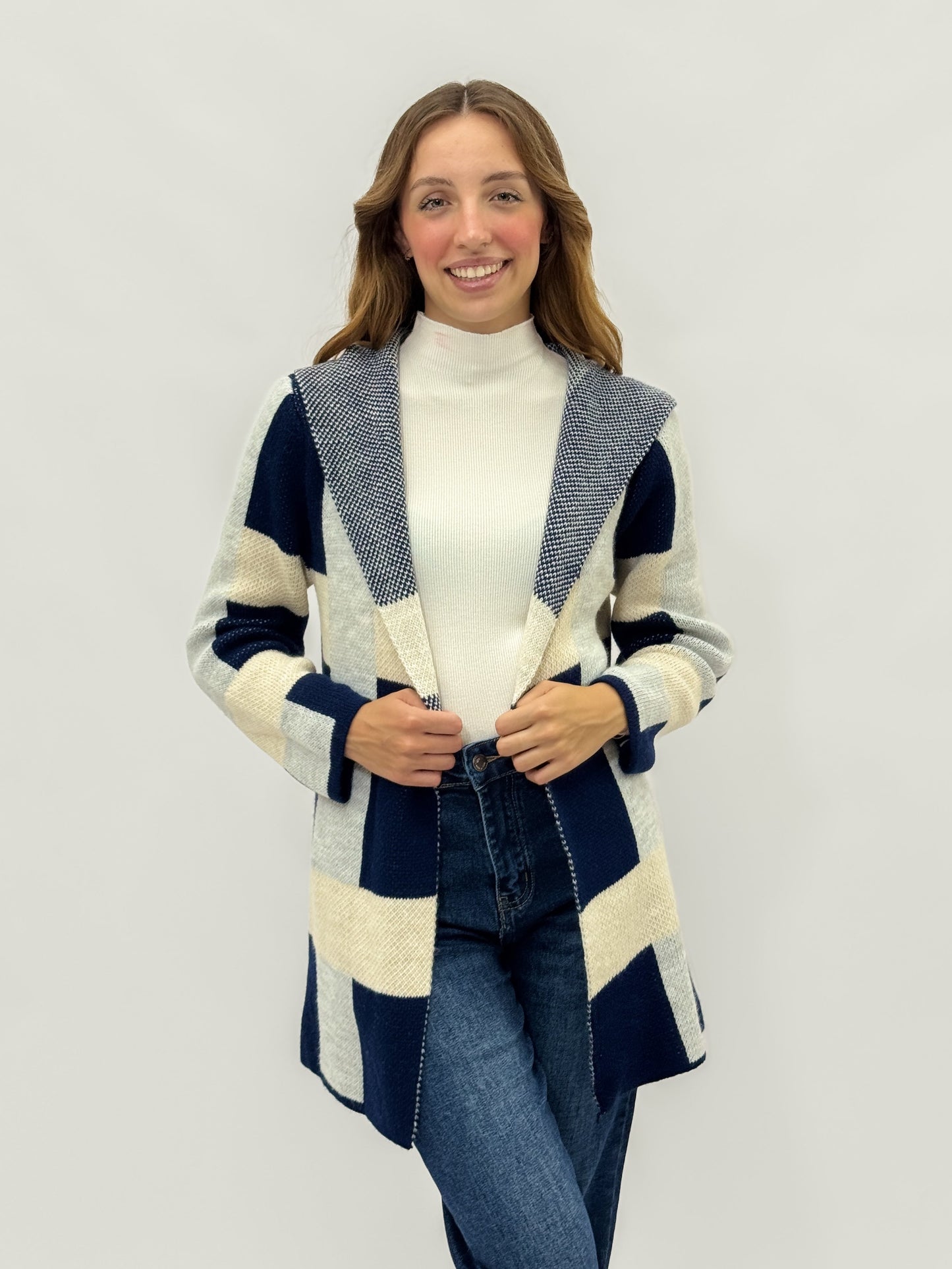 Cardigan morbido con cappuccio