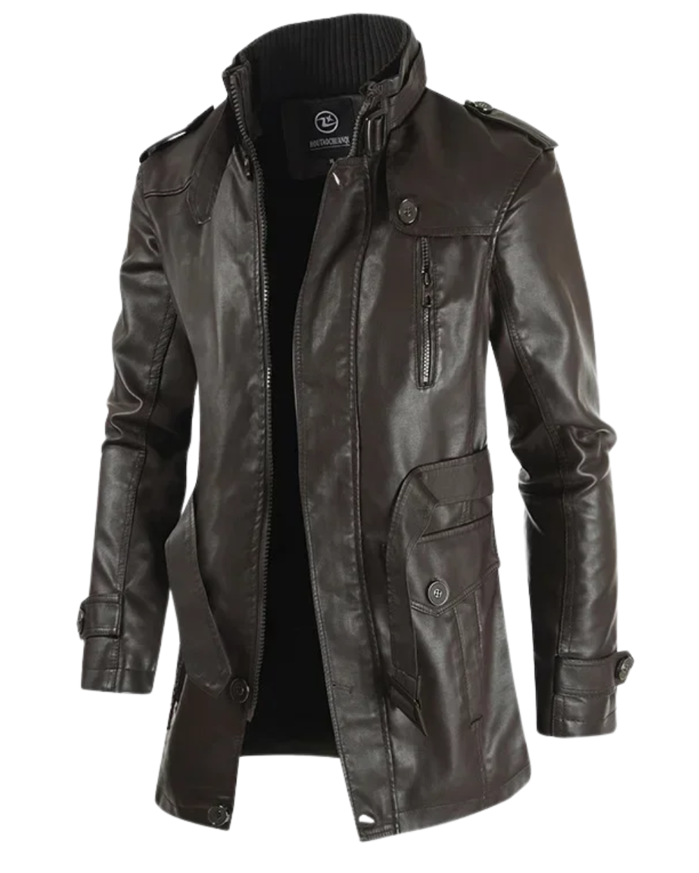 Veste de biker en cuir élégante et longue