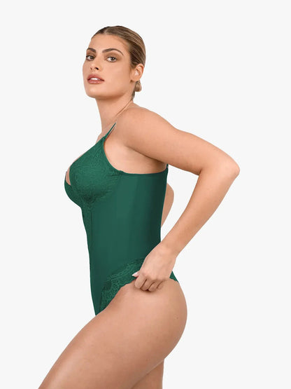Body Sculptant en Dentelle à Col V Profond