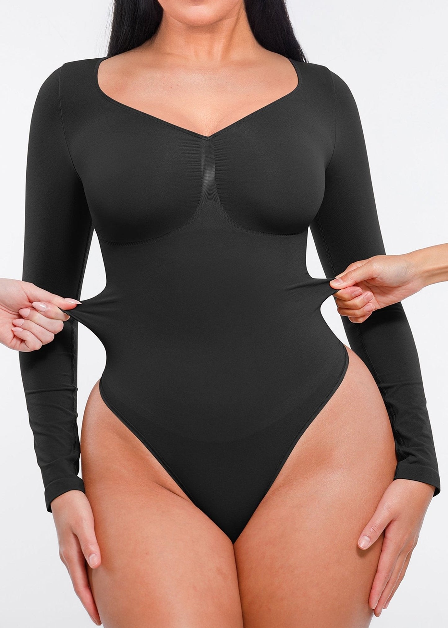 Marcella - Body à Manches Longues Sans Coutures avec String, Soutien-Gorge Intégré & Contrôle du Ventre