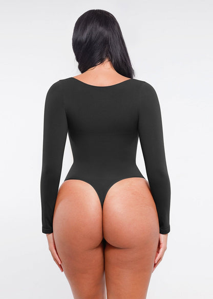 Marcella - Body à Manches Longues Sans Coutures avec String, Soutien-Gorge Intégré & Contrôle du Ventre