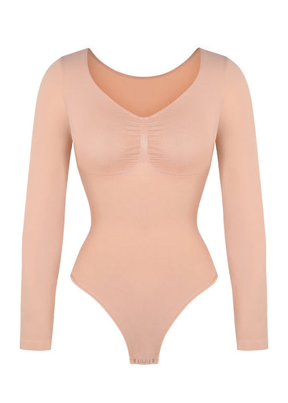 Marcella - Body à Manches Longues Sans Coutures avec String, Soutien-Gorge Intégré & Contrôle du Ventre