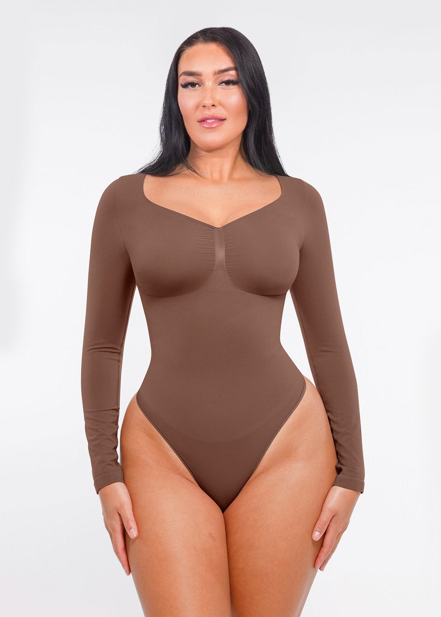 Marcella - Body à Manches Longues Sans Coutures avec String, Soutien-Gorge Intégré & Contrôle du Ventre