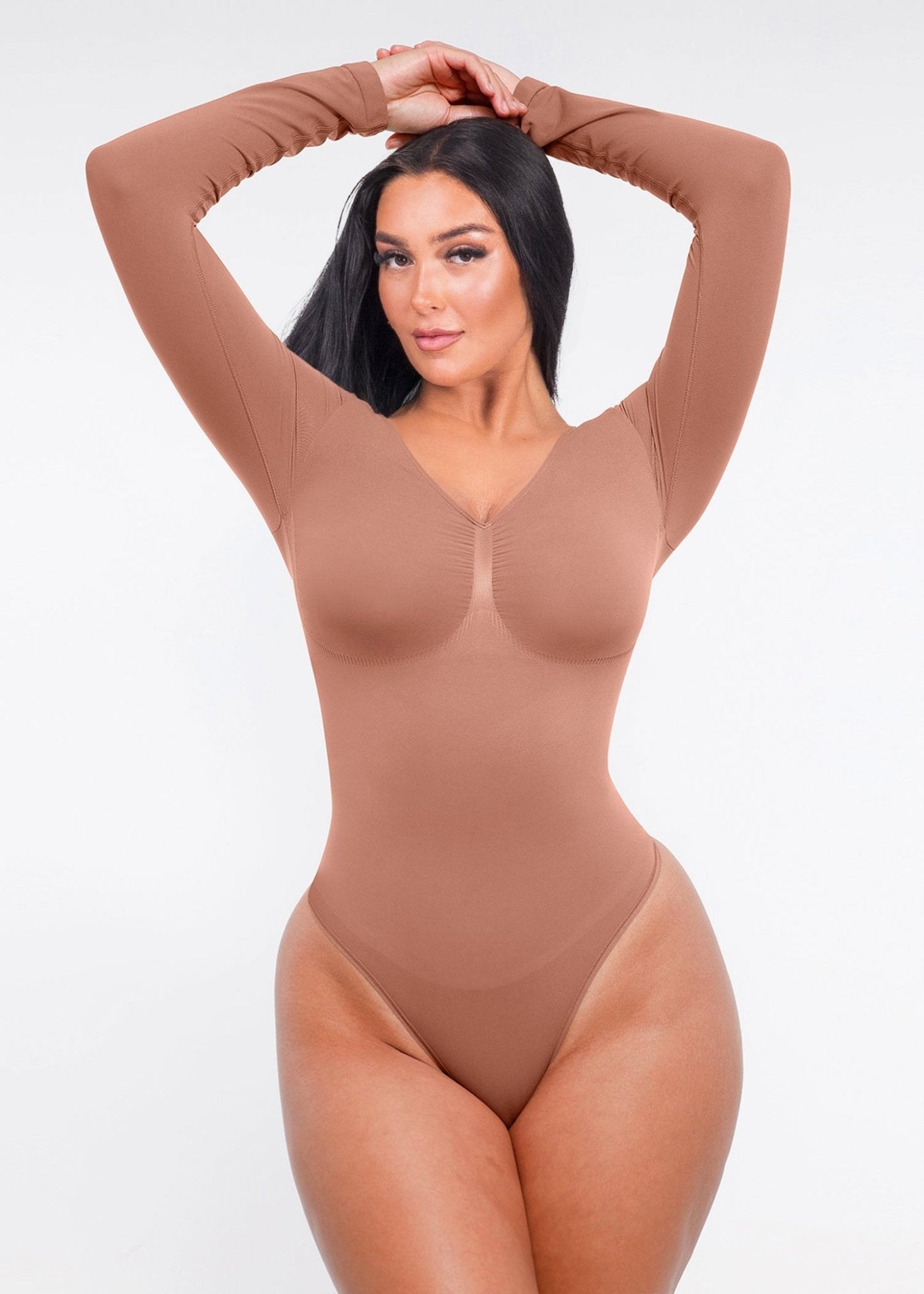 Marcella - Body à Manches Longues Sans Coutures avec String, Soutien-Gorge Intégré & Contrôle du Ventre