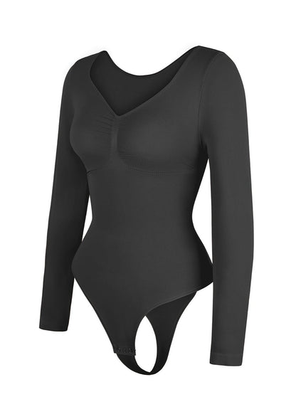 Marcella - Body à Manches Longues Sans Coutures avec String, Soutien-Gorge Intégré & Contrôle du Ventre