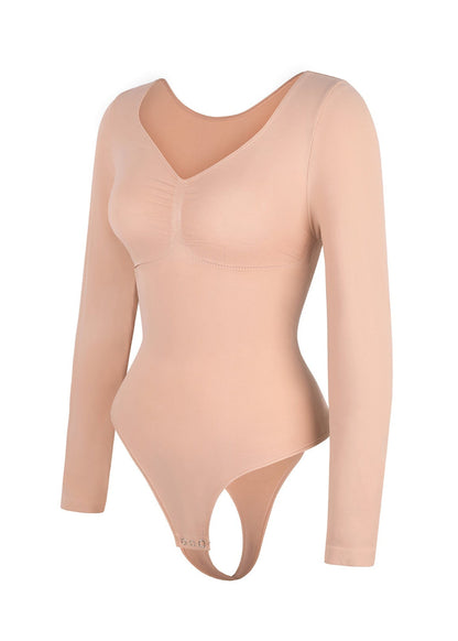 Marcella - Body à Manches Longues Sans Coutures avec String, Soutien-Gorge Intégré & Contrôle du Ventre