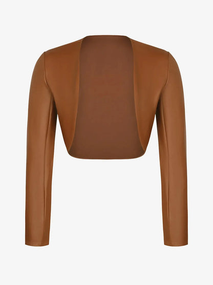 Veste Boléro en Similicuir à Manches Longues