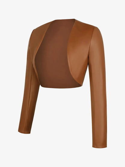 Veste Boléro en Similicuir à Manches Longues