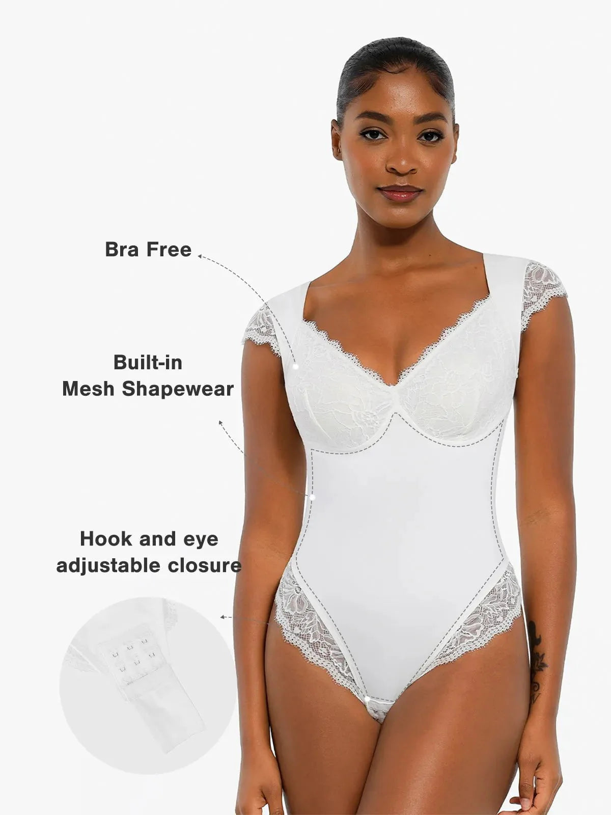 Body sculptant à manches courtes en dentelle amincissant