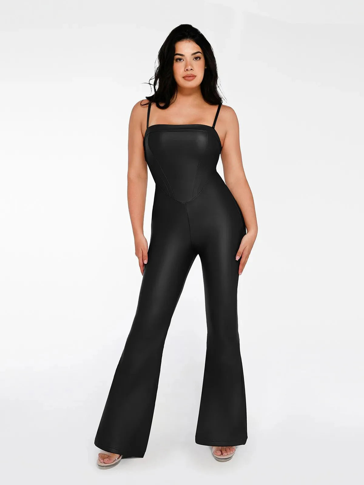 Combinaison Sculptante en Similicuir avec Corset