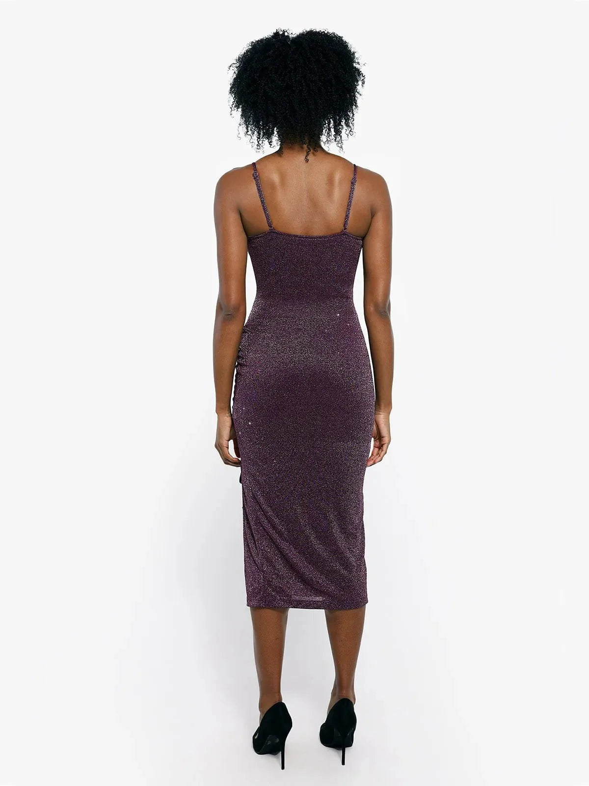Robe Midi Sculptante en Tricot Métallique Shapewear Bodycon