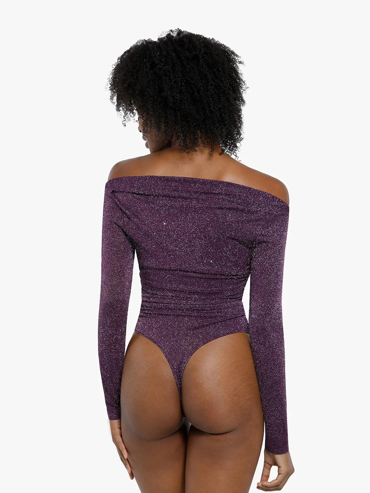 Body Sculptant en Tricot Métallique à Manches Longues