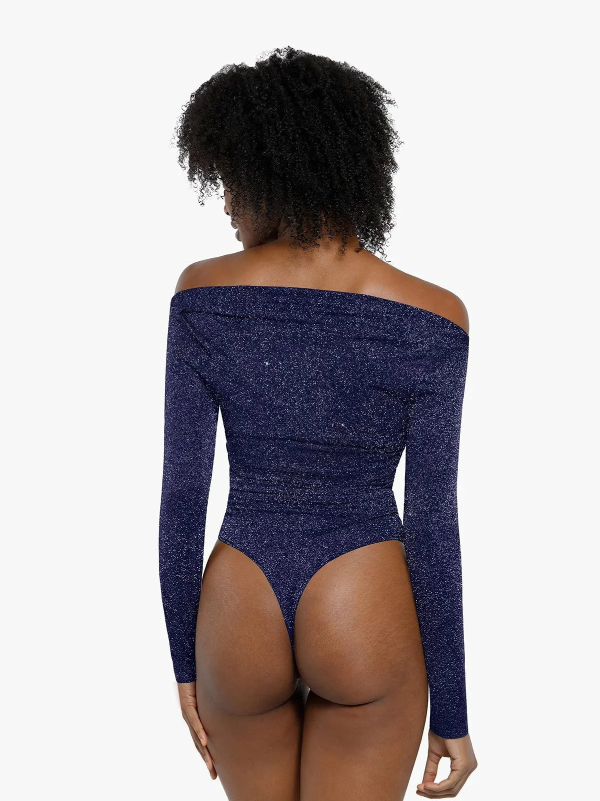 Body Sculptant en Tricot Métallique à Manches Longues