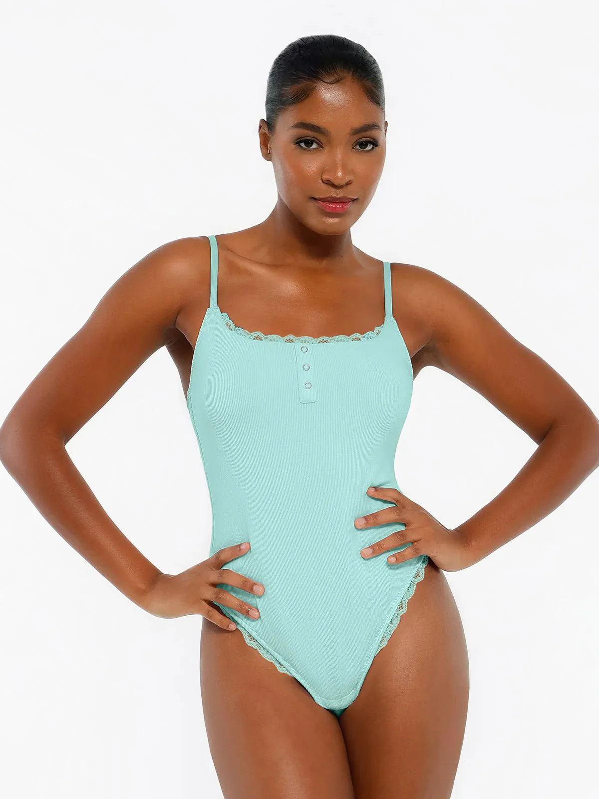 Body Sculptant en Modal avec Bretelles et Détails en Dentelle