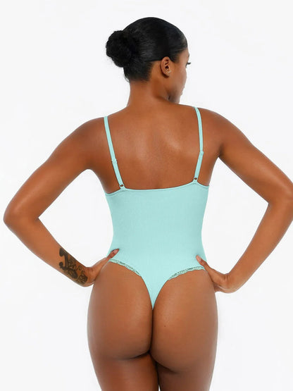 Body Sculptant en Modal avec Bretelles et Détails en Dentelle