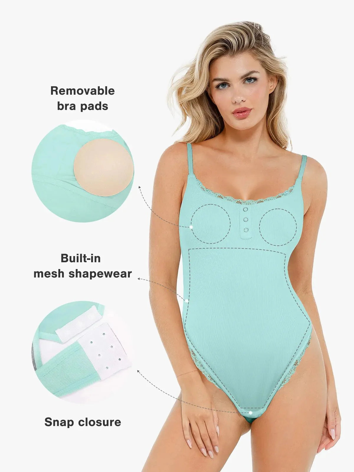 Body Sculptant en Modal avec Bretelles et Détails en Dentelle