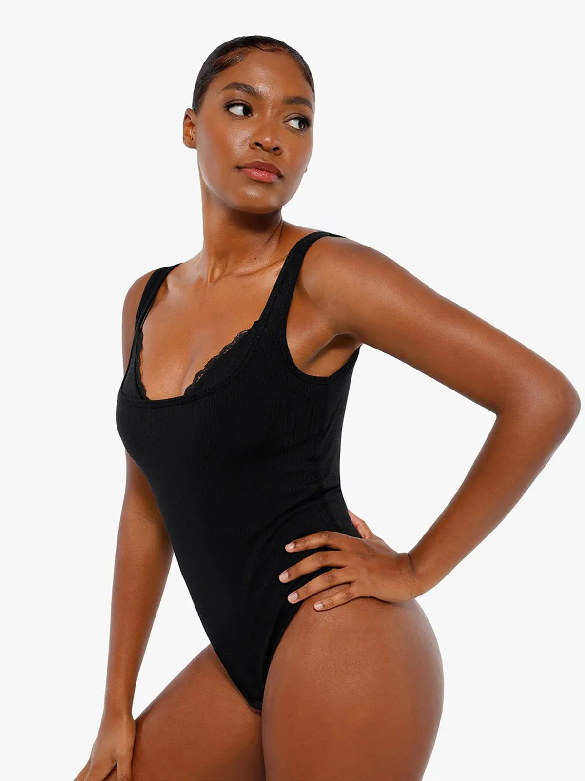 Body Cami en Modal avec Contrôle du Ventre et Dentelle Intérieure