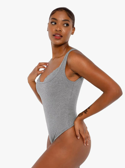 Body Cami en Modal avec Contrôle du Ventre et Dentelle Intérieure