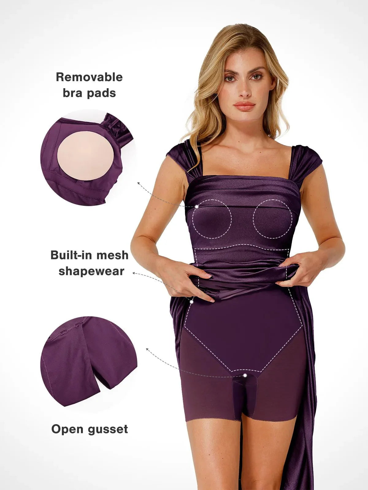 Robe Maxi Sculptante Drapée à Épaules Dégagées Shapewear