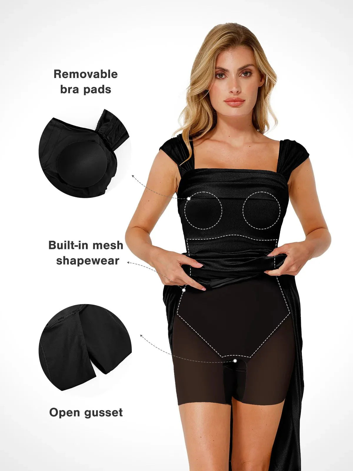 Robe Maxi Sculptante Drapée à Épaules Dégagées Shapewear