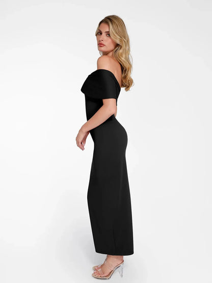 Robe Maxi Colonne Slim Sans Épaules Shapewear