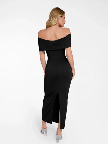 Robe Maxi Colonne Slim Sans Épaules Shapewear