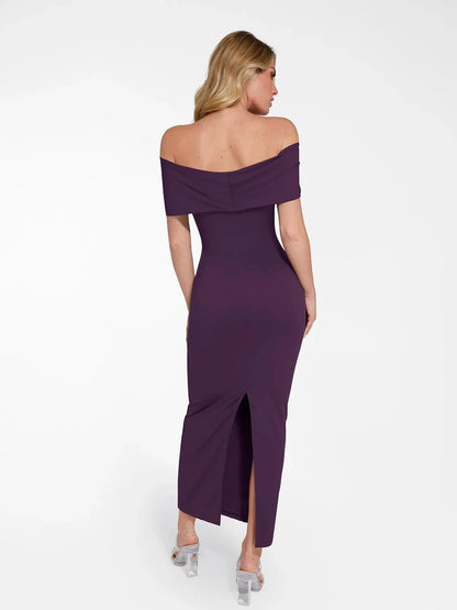 Robe Maxi Colonne Slim Sans Épaules Shapewear