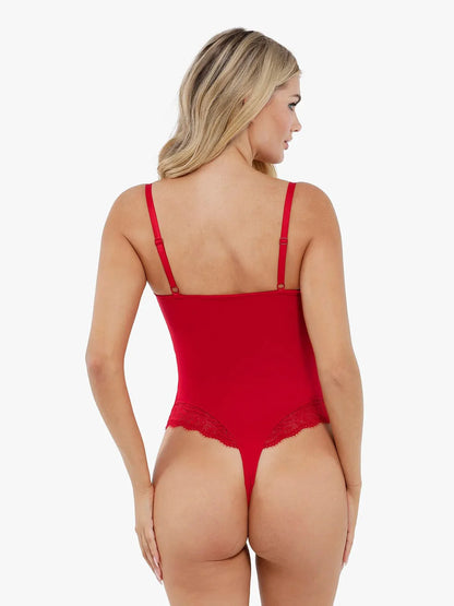Body en dentelle avec contrôle du ventre et bretelles
