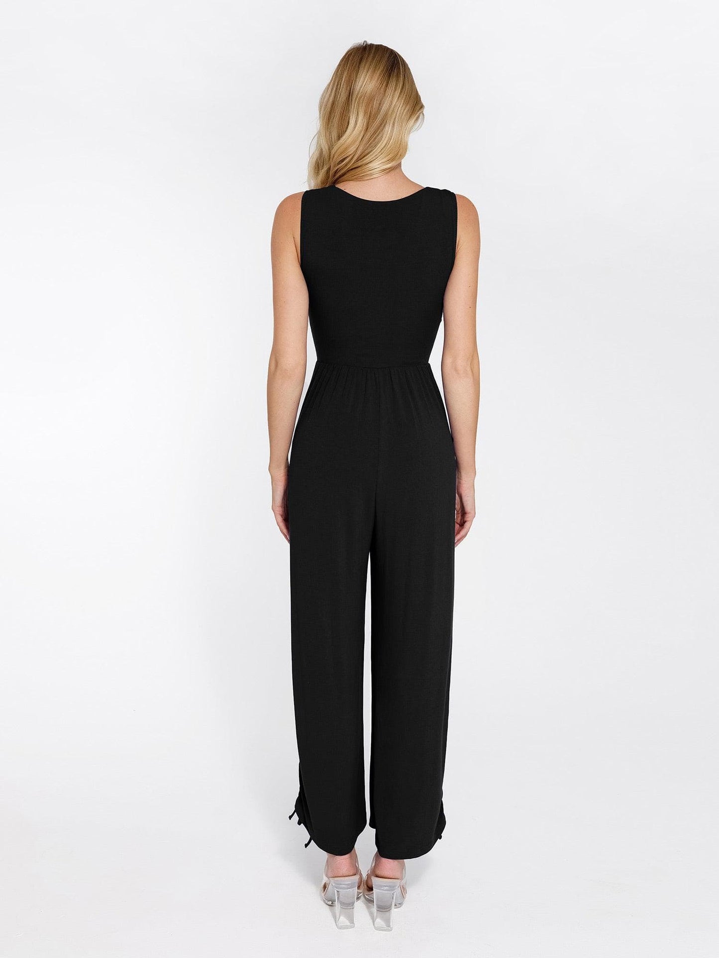 Combinaison Shapewear à Encolure Carrée avec Contrôle du Ventre et Jambes Larges