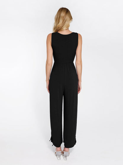 Combinaison Shapewear à Encolure Carrée avec Contrôle du Ventre et Jambes Larges